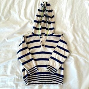 Cream and navy blue cotton hooded sweater- size 2-3 yrs by Indigo Collection